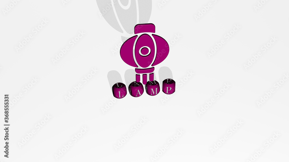 Fototapeta premium 3D graphical image of LAMP vertically along with text built by metallic cubic letters from the top perspective, excellent for the concept presentation and slideshows. background and illustration