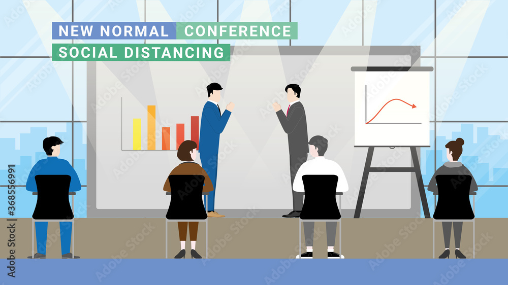 New normal business partner concept. Businessmen have Thai wai for the joint venture in the conference hall.