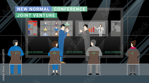 New normal business partner concept. Businessmen have Thai wai for the joint venture in the conference hall.