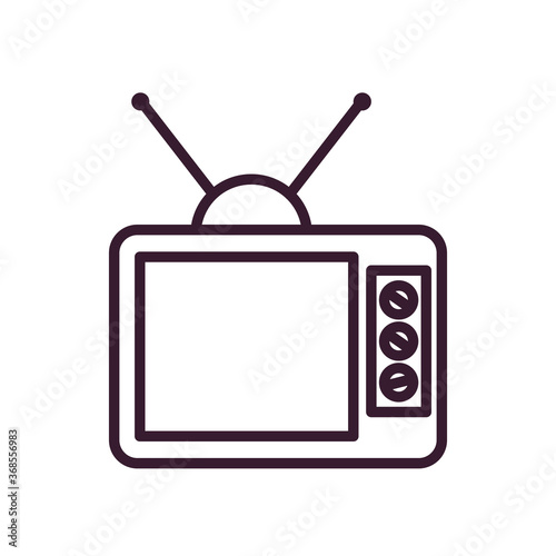 retro tv line style icon vector design
