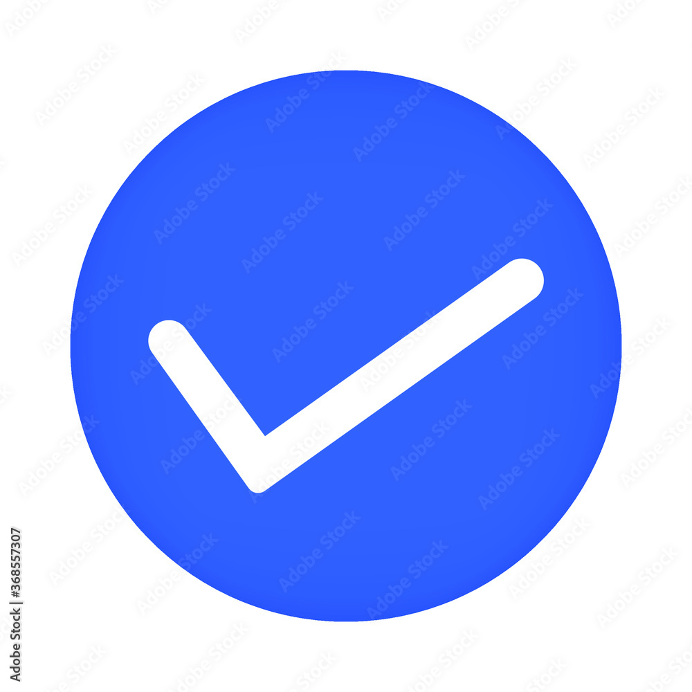 True icon on social media or correct icon with blue background. True icon on social media or correct icon with blue background.