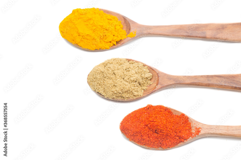 indian spices isolated on white background. indian spices isolated on white background.