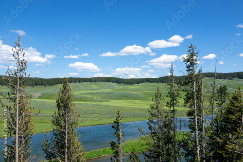 Landscape Panoramic View of Yellowstone, Wyoming, USA