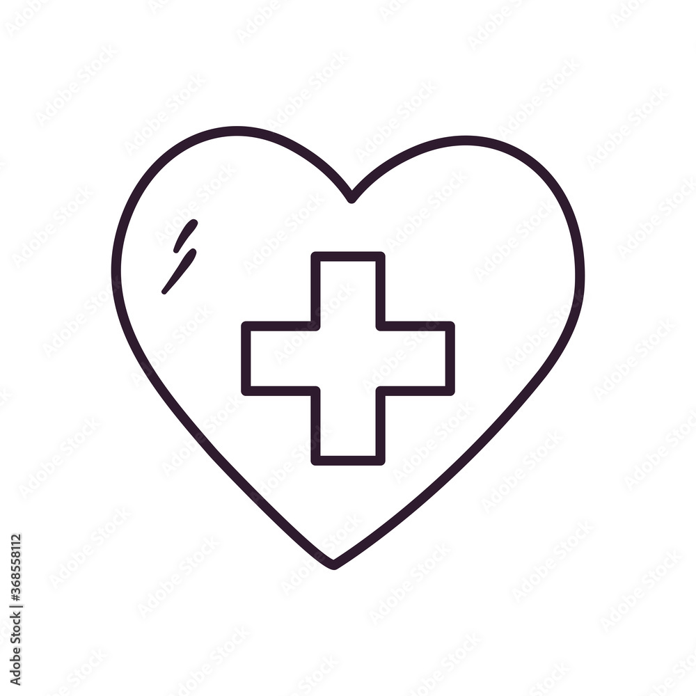 cross in heart line style icon vector design cross in heart line style icon vector design