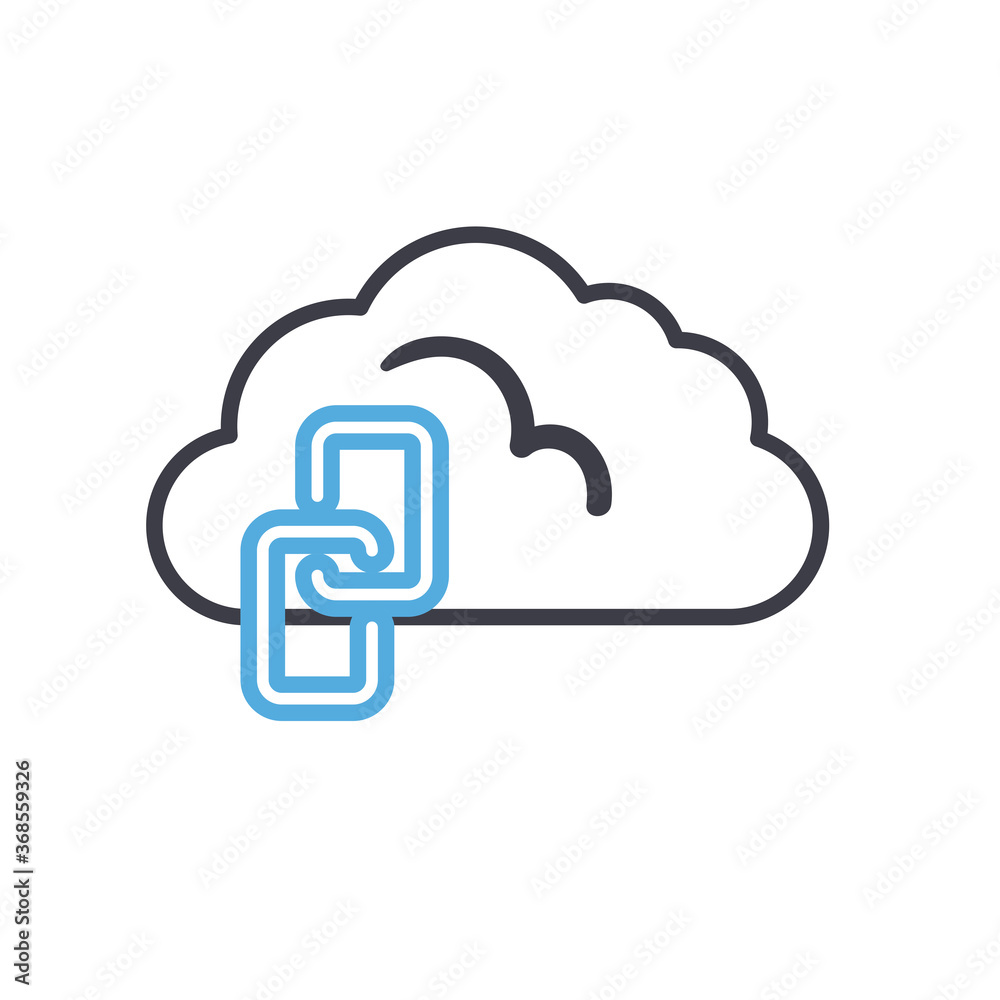Cloud computing with chain line style icon vector design Cloud computing with chain line style icon vector design