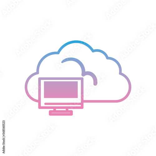 Cloud computing with computer gradient style icon vector design