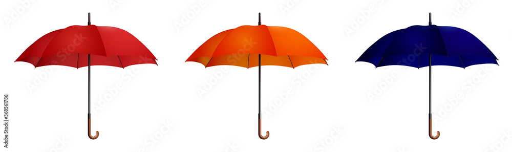 set of bright umbrellas. Good autumn mood. Health protection in rainy weather. Realistic vector set of bright umbrellas. Good autumn mood. Health protection in rainy weather. Realistic vector