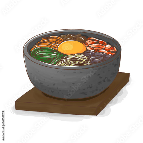 Bibimbap korean food vector. Illustration vector of tradition Korea.
