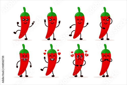 Set cute chili charater vector illustration