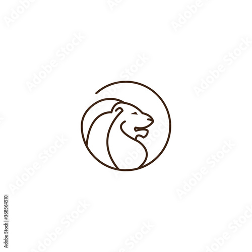 lion logo illustration of black line vector template design