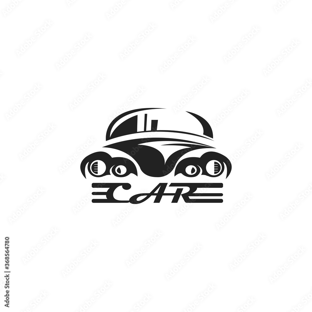 classic car logo black illustration vector design template Stock Vector