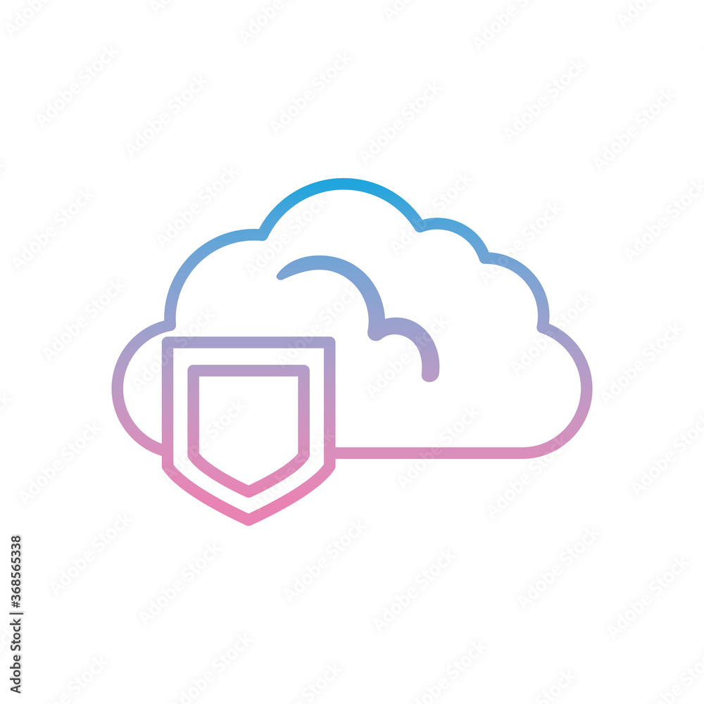 Cloud computing with shield gradient style icon vector design Cloud computing with shield gradient style icon vector design