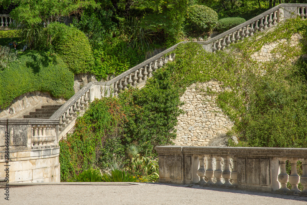 Architectural details of the Garden Of The Fountain in Nimes