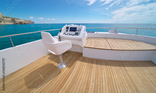 Sea and yacht flybridge open deck, modern and luxury equipped. © GIS