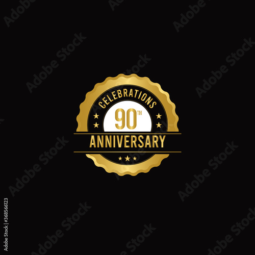 90 Th Anniversary Celebrations Gold Vector Template Design Illustration