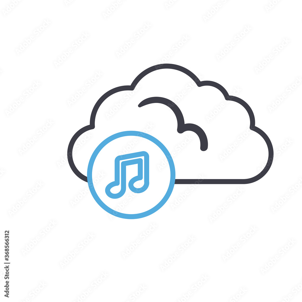 Cloud computing with music note line style icon vector design Cloud computing with music note line style icon vector design