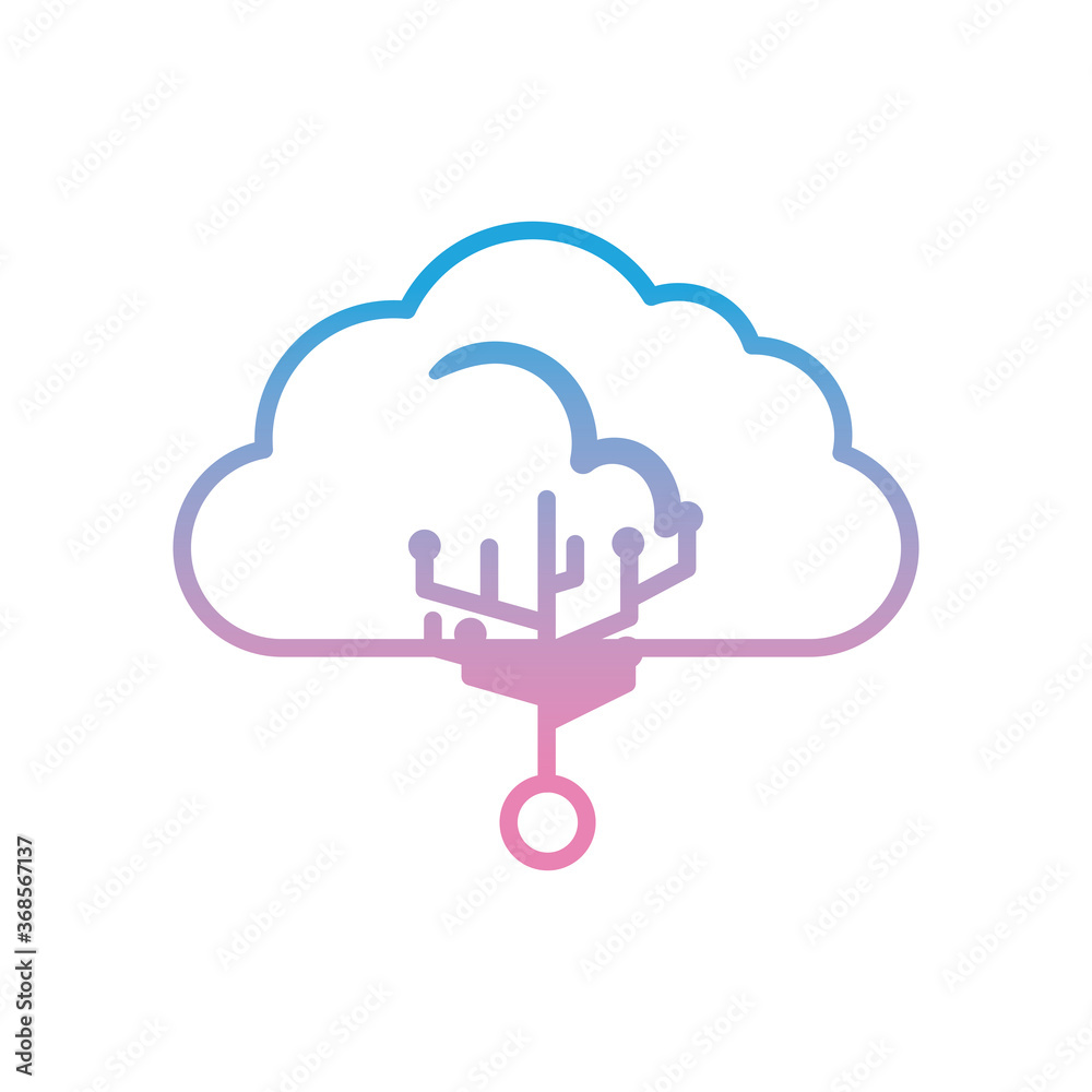 Cloud computing with circuit gradient style icon vector design Cloud computing with circuit gradient style icon vector design