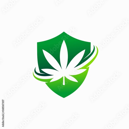 cannabis with shield vector template