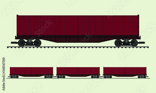 freight train transport for carry goods drawing in vector