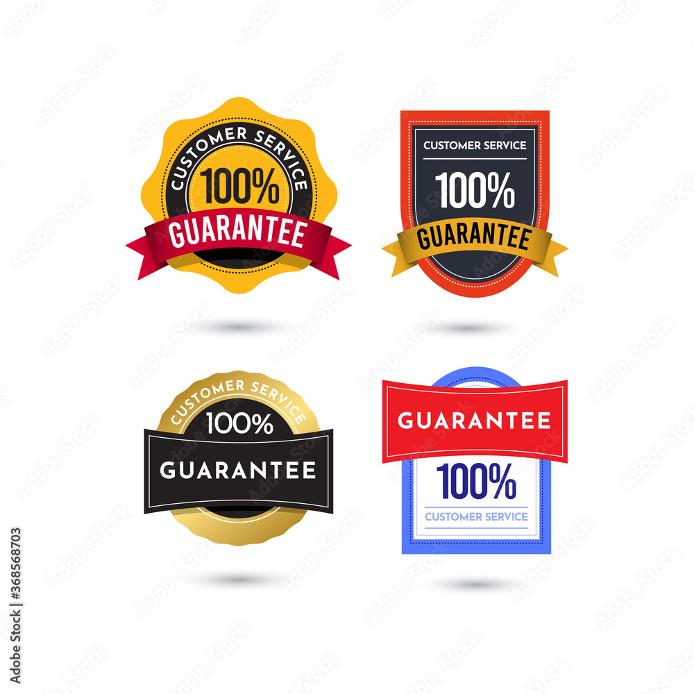 100% Guarantee Customer Service Badge Logo Vector Template Design Illustration