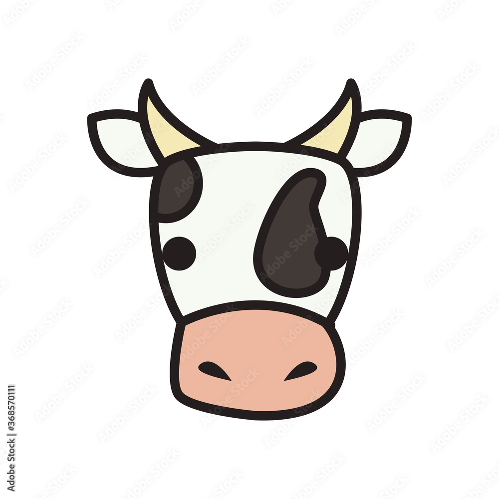 cow animal line and fill style icon vector design