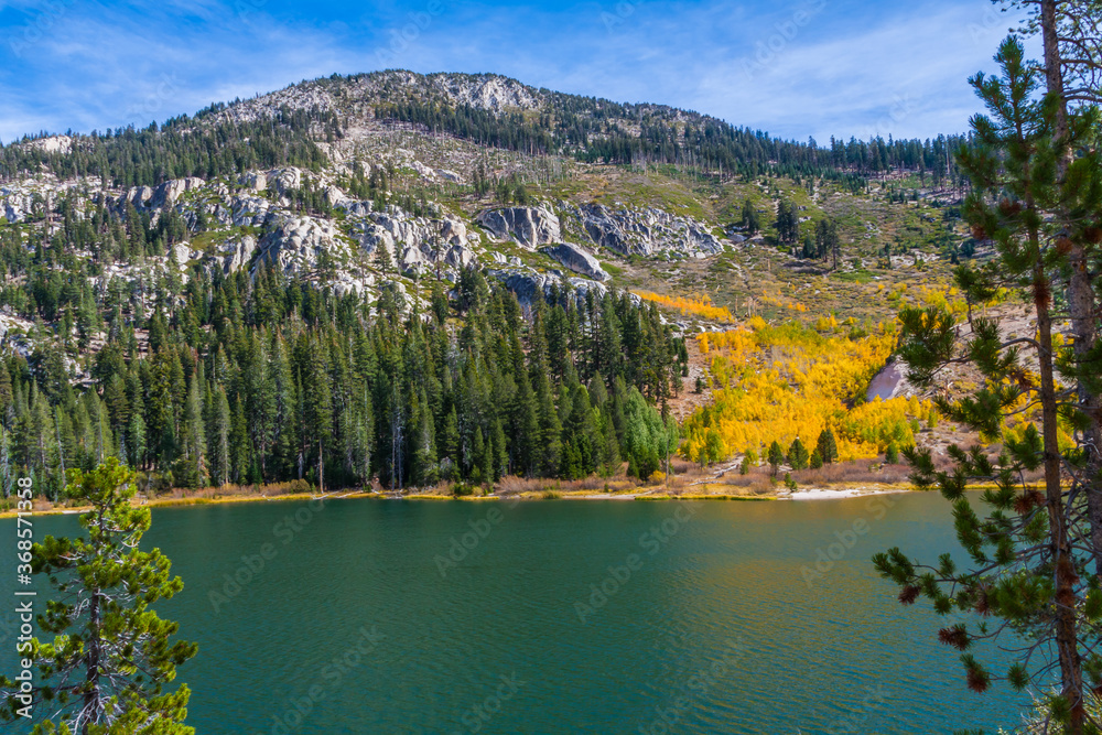 Mammoth Mountain and the Shore of Sotcher Lake, Mammoth Lakes, California, USA