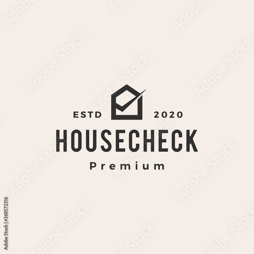 home house check hipster vintage logo vector icon illustration