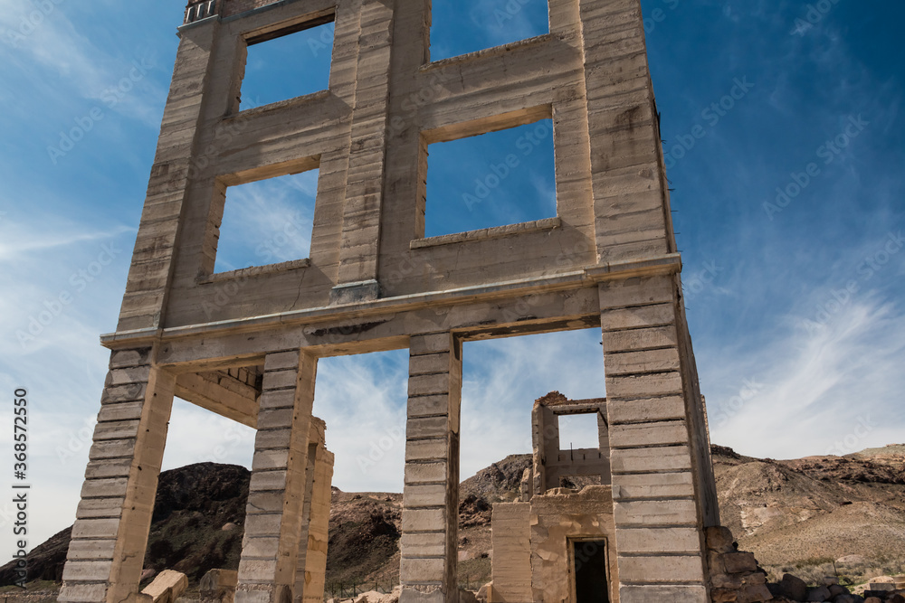 Ruins of The Bank in Rhyolite Ghost Town,Death Valley National Park,Nevada,USA