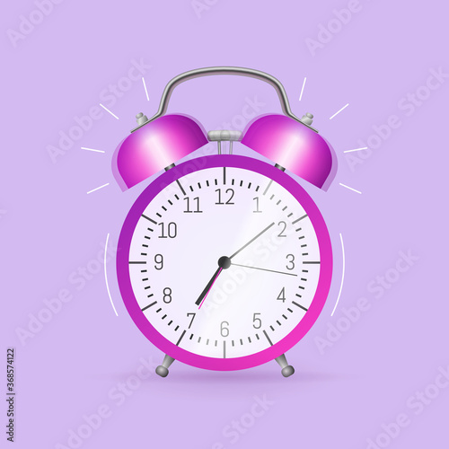 Classic alarm clock. Morning wake up, time to get up in school and at work concept flat vector illustration. Template advertising banner, time and wake up concept.