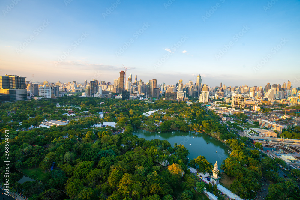 Panoramic Cityscapes and Skyline modern office buildings and condominium in Bangkok city downtown of Bangkok