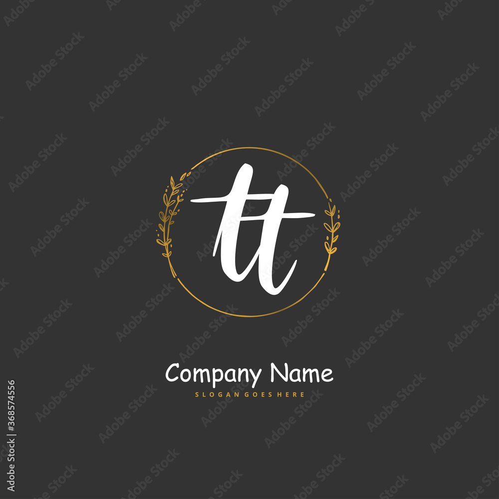 Obraz premium T TT Initial handwriting and signature logo design with circle. Beautiful design handwritten logo for fashion, team, wedding, luxury logo.