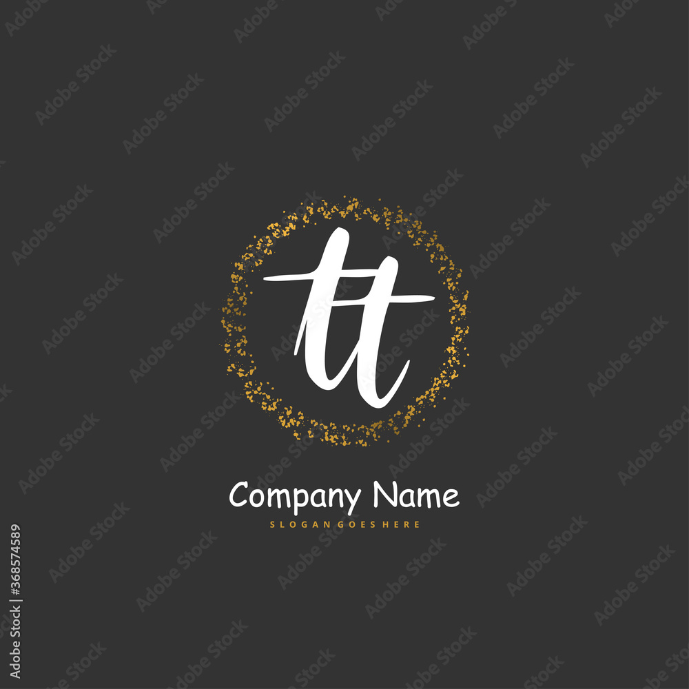 Obraz premium T TT Initial handwriting and signature logo design with circle. Beautiful design handwritten logo for fashion, team, wedding, luxury logo.