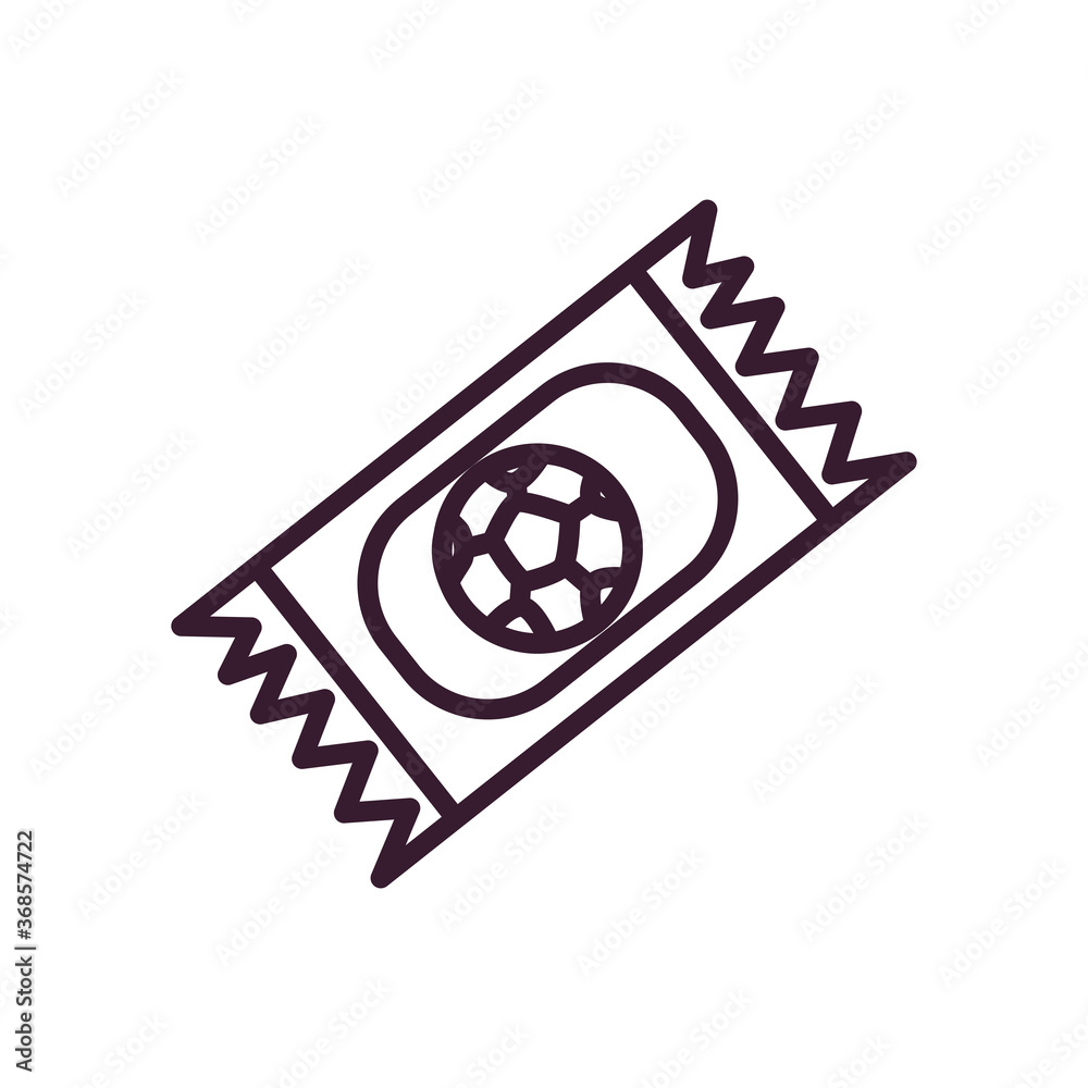 Soccer ball in ticket line style icon vector design Soccer ball in ticket line style icon vector design