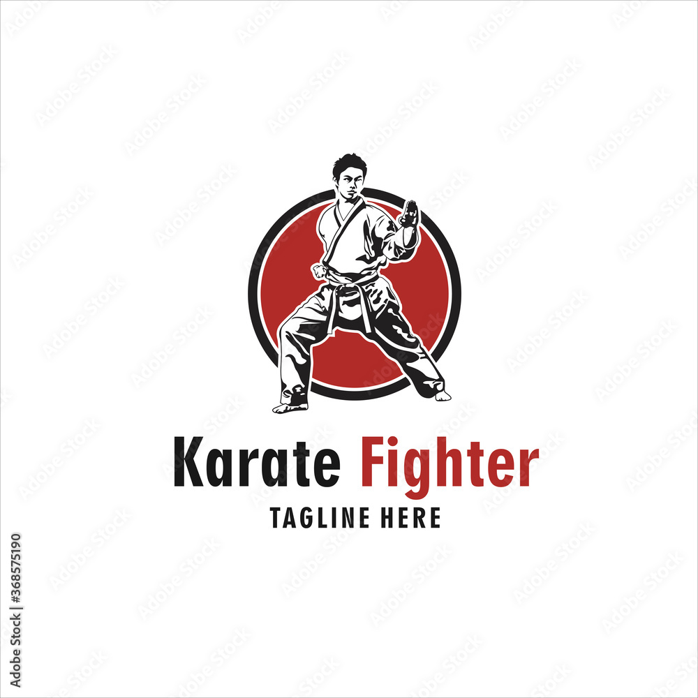 Fast kick fighting karate logo silhouette icon