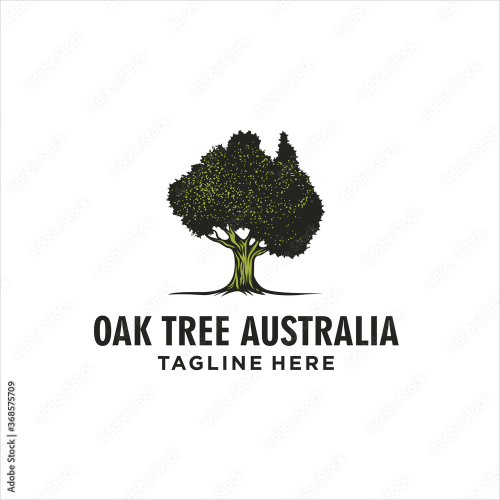 oak tree australia logo silhouette icon vector