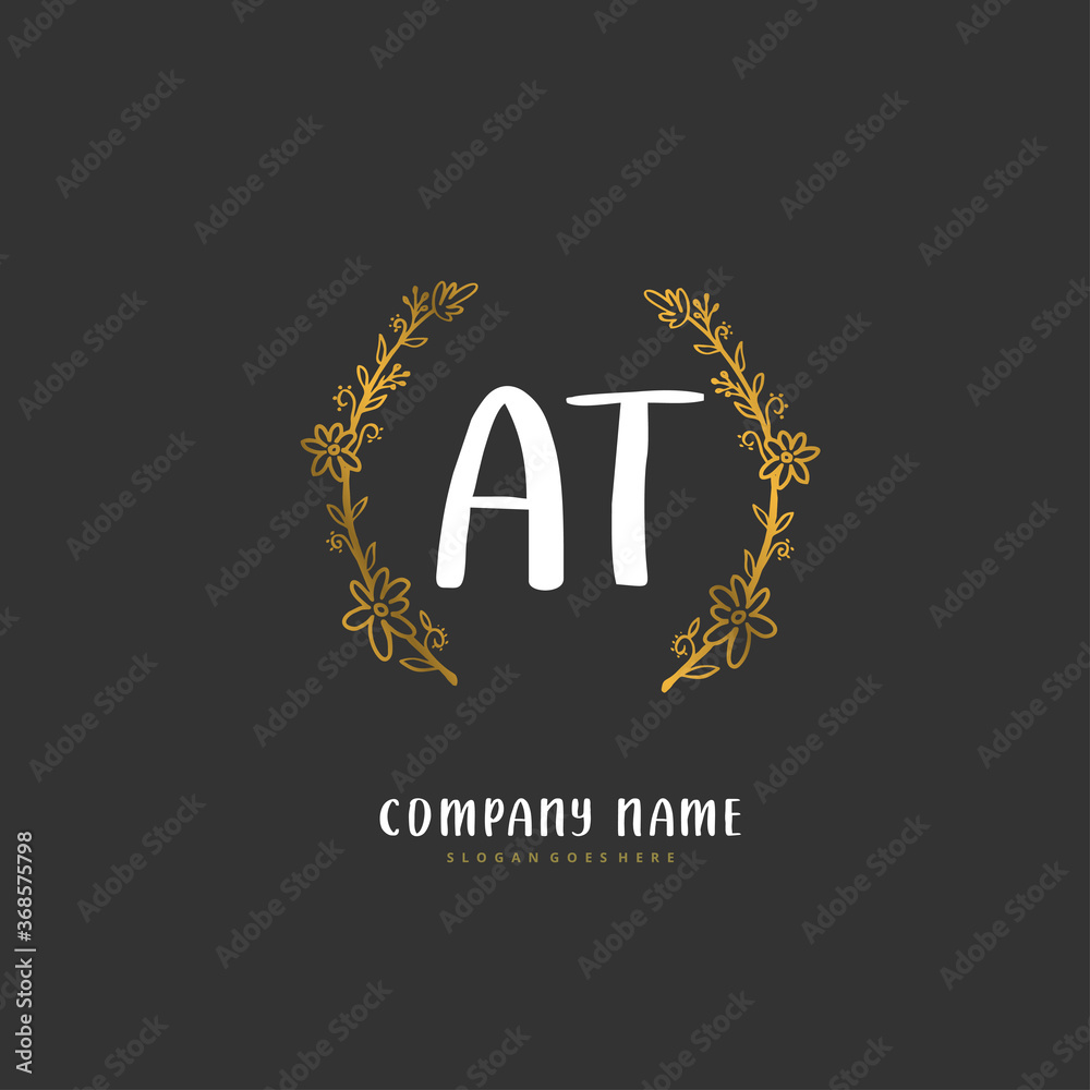 A T AT Initial handwriting and signature logo design with circle. Beautiful design handwritten logo for fashion, team, wedding, luxury logo. A T AT Initial handwriting and signature logo design with circle. Beautiful design handwritten logo for fashion, team, wedding, luxury logo.
