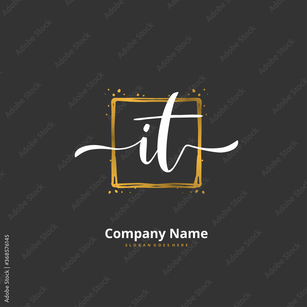 I T IT Initial handwriting and signature logo design with circle. Beautiful design handwritten logo for fashion, team, wedding, luxury logo.