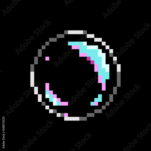 Pixel 8 bit bubble ball. Vector illustration of pixel art.