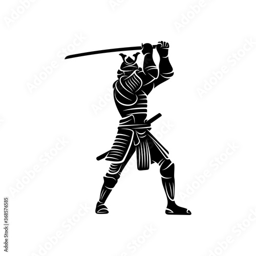 Samurai warrior Logo Design Vector. Silhouette of Samurai. Template illustration