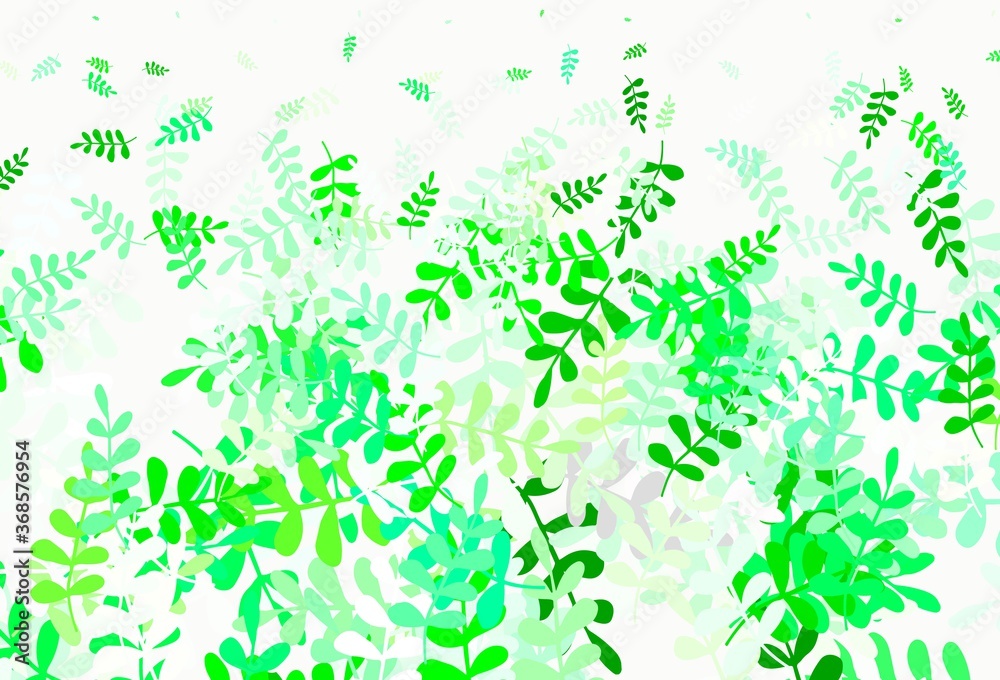 Light Green vector doodle template with leaves. Light Green vector doodle template with leaves.