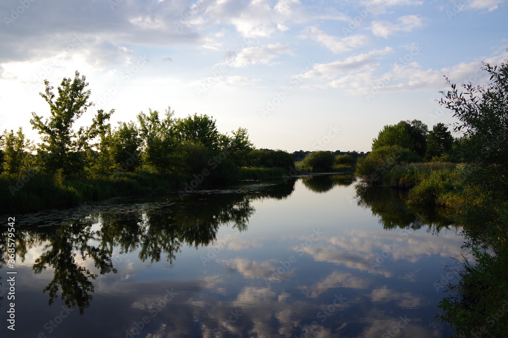 Beautiful landscape on the river Ros, Ukraine.
