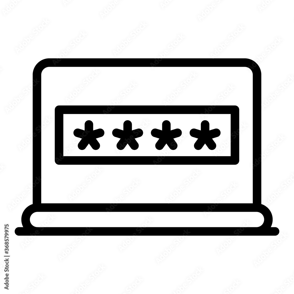 Laptop workstation authentication icon. Outline laptop workstation authentication vector icon for web design isolated on white background Laptop workstation authentication icon. Outline laptop workstation authentication vector icon for web design isolated on white background