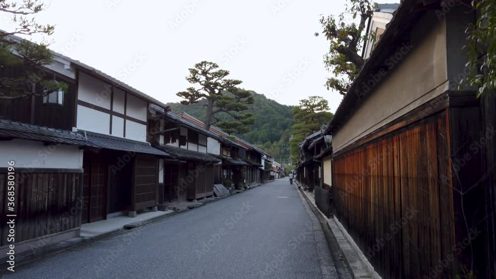 Omi Merchant Shinmachi Street, pan shot in Shiga, Japan Omi Merchant Shinmachi Street, pan shot in Shiga, Japan