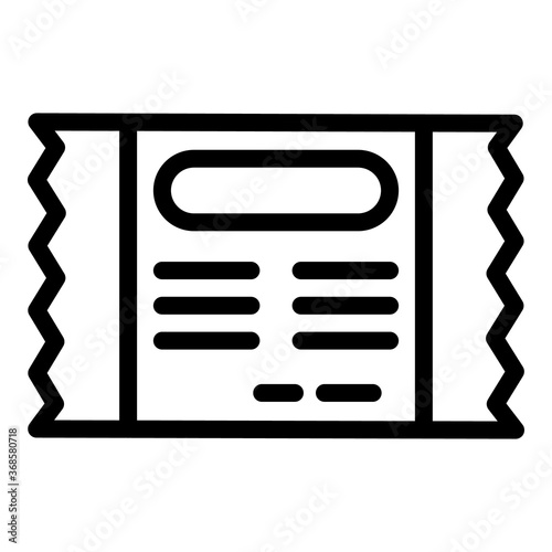 Train ticket icon. Outline train ticket vector icon for web design isolated on white background