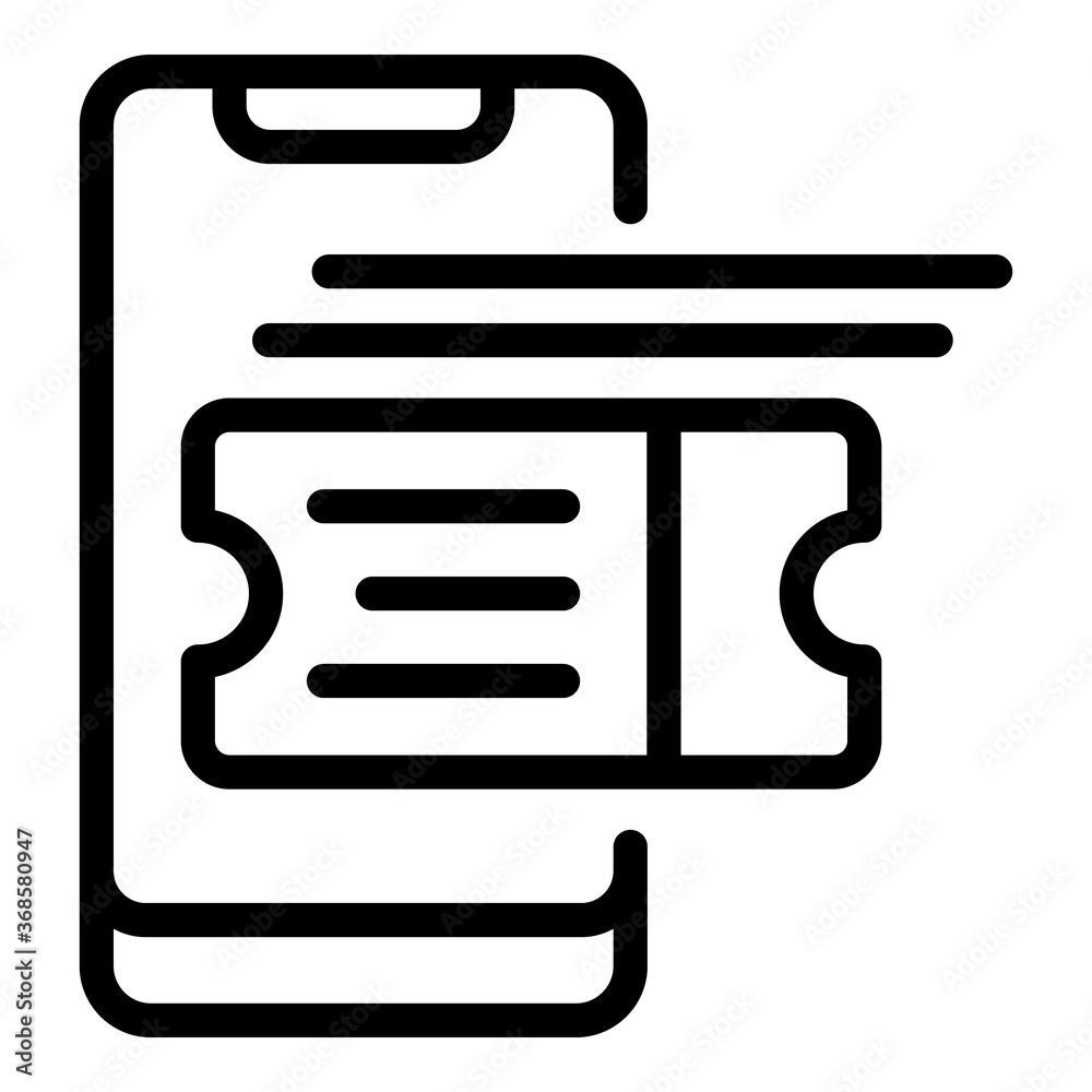 Smartphone bus ticket icon. Outline smartphone bus ticket vector icon for web design isolated on white background Smartphone bus ticket icon. Outline smartphone bus ticket vector icon for web design isolated on white background