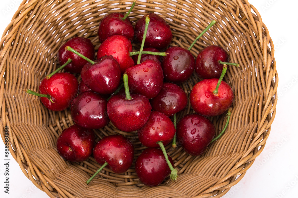 Fresh, red cherries