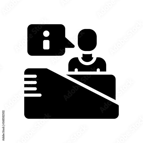 reception counter desk icon with glyph style. vector illustration for graphic design, website, UI isolated on white background. EPS 10
