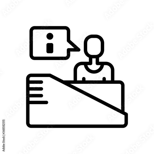 reception counter desk icon with line style. vector illustration for graphic design, website, UI isolated on white background. EPS 10