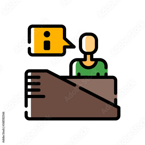 reception counter desk icon with filled line style. vector illustration for graphic design, website, UI isolated on white background. EPS 10