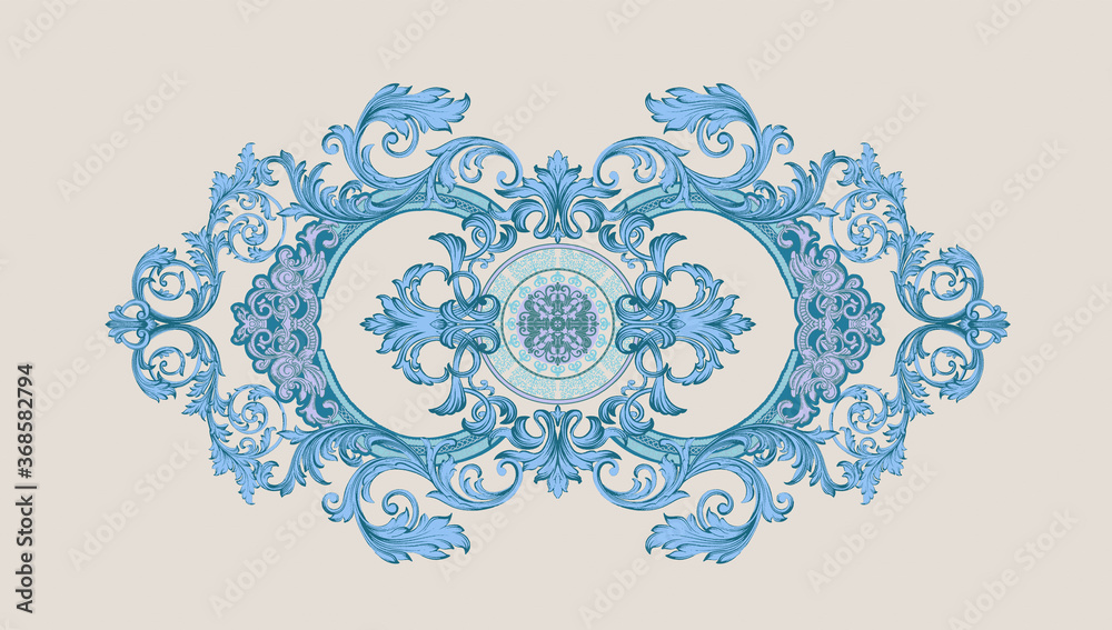 Naklejka premium Baroque Rococo style wallpaper design, European background pattern, suitable for textile, clothing and bottom design